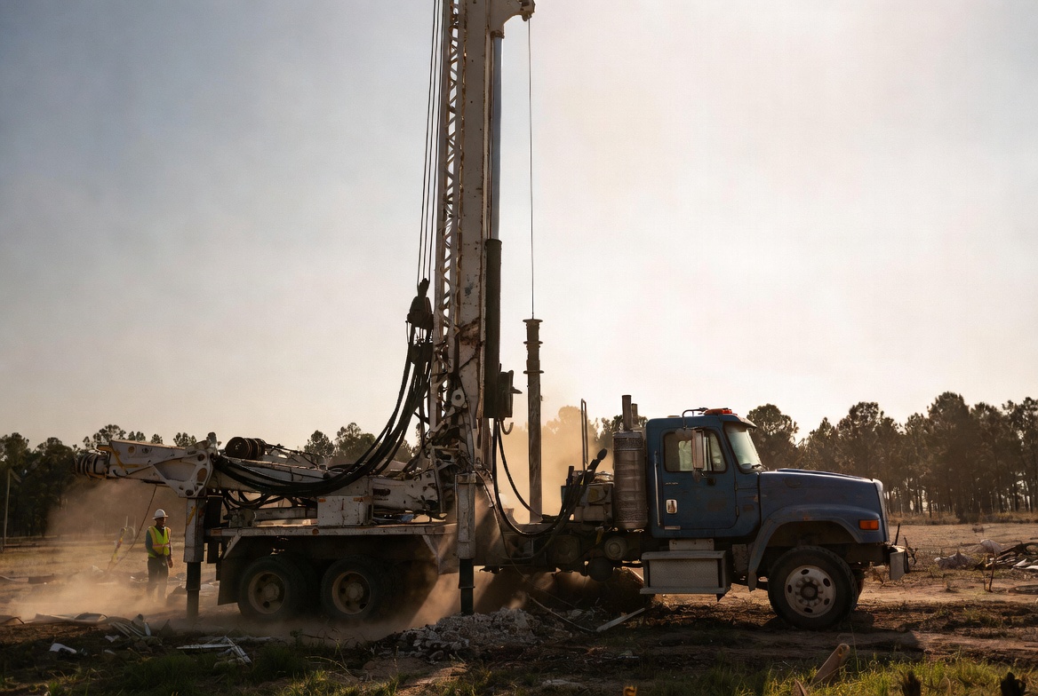 Superior Pro Drilling rig working a site in the Arizona desert